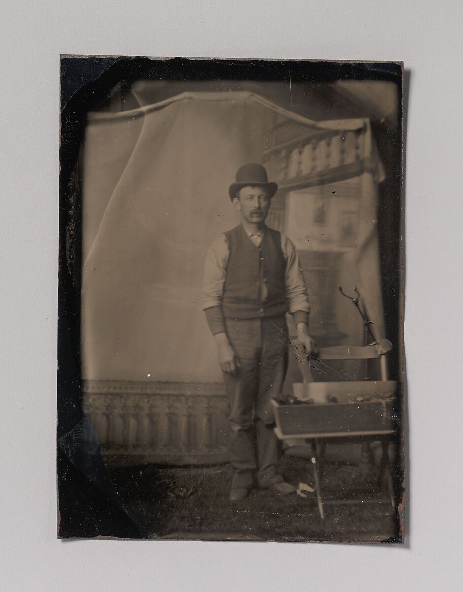 [Workman with Tool Box], Unknown (American), Tintype 