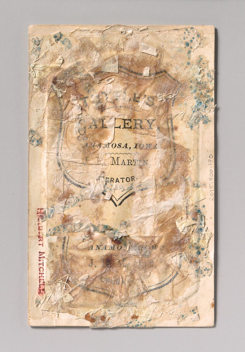 [Mason in Top Hat with Mallet, Chisel, and Piece of Stone], J. R. Martin (American, active 1860s), Tintype