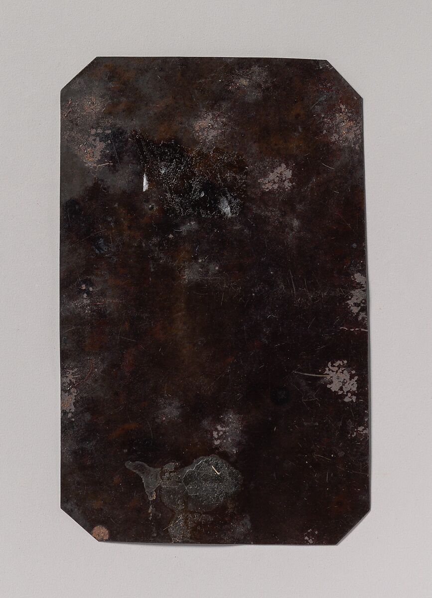 [Three Painters with Brushes and Paint Cans], Unknown (American), Tintype with applied color