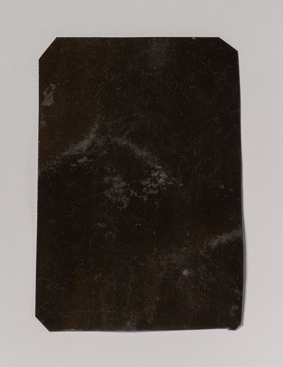 [Young Man in a Striped Jacket, Sitting on the Lap of Another Man in Front of Painted Outdoor Backdrop], Unknown (American), Tintype