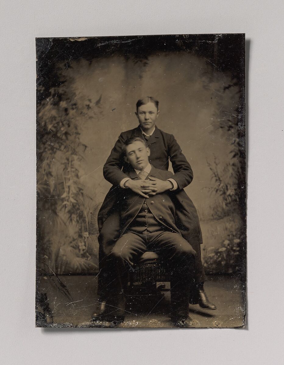 [Two Young Men, One Embracing the Other], Unknown (American), Tintype 