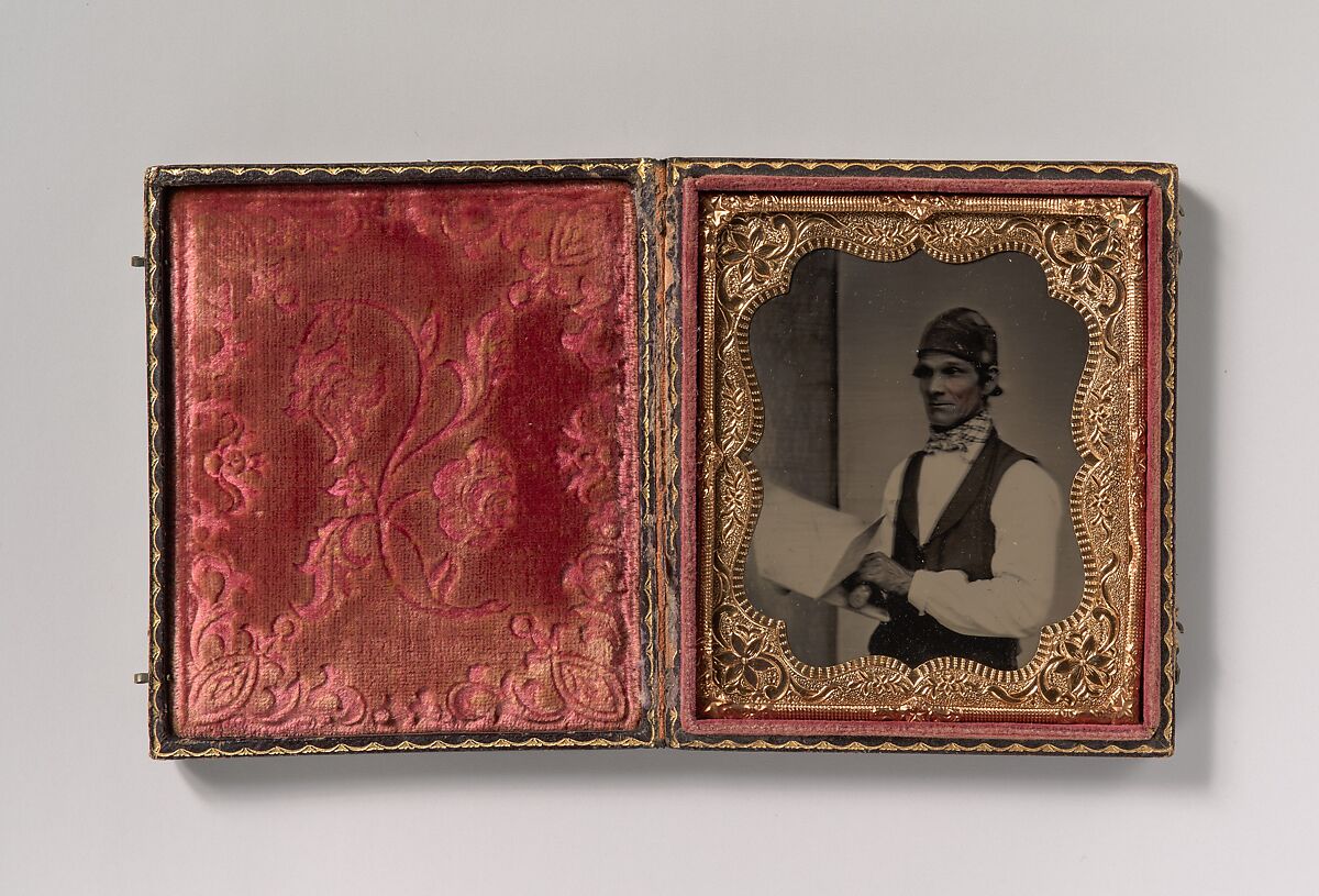 [Plasterer with Hawk and Trowel], Unknown (American), Tintype with applied color 