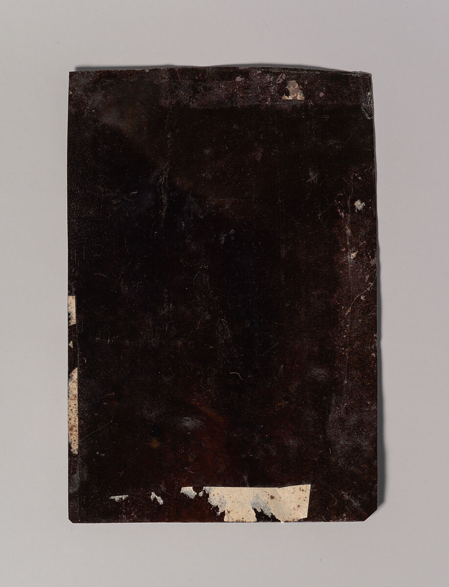 [Carpenter or Cabinetmaker Standing Before a Sign Advertising His Trade], Unknown (American), Tintype with applied color