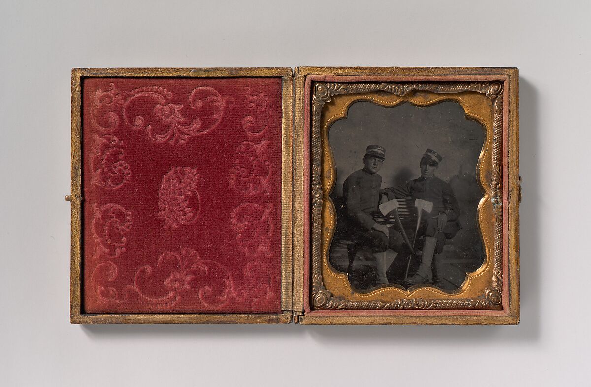 [Two Firemen (?) with Axes], Unknown (American), Tintype 