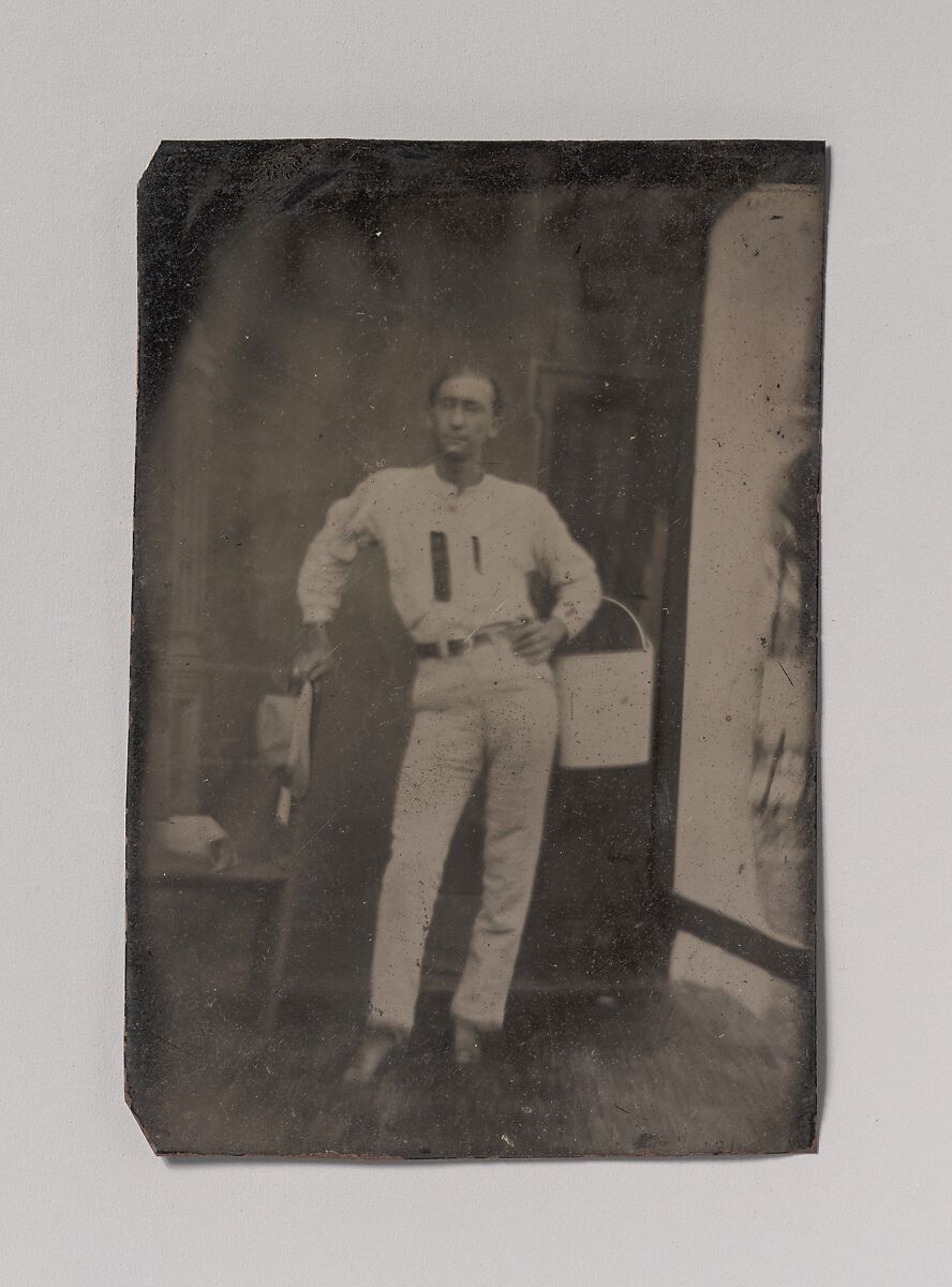 [Man with a Bucket on his Arm], Unknown (American), Tintype 