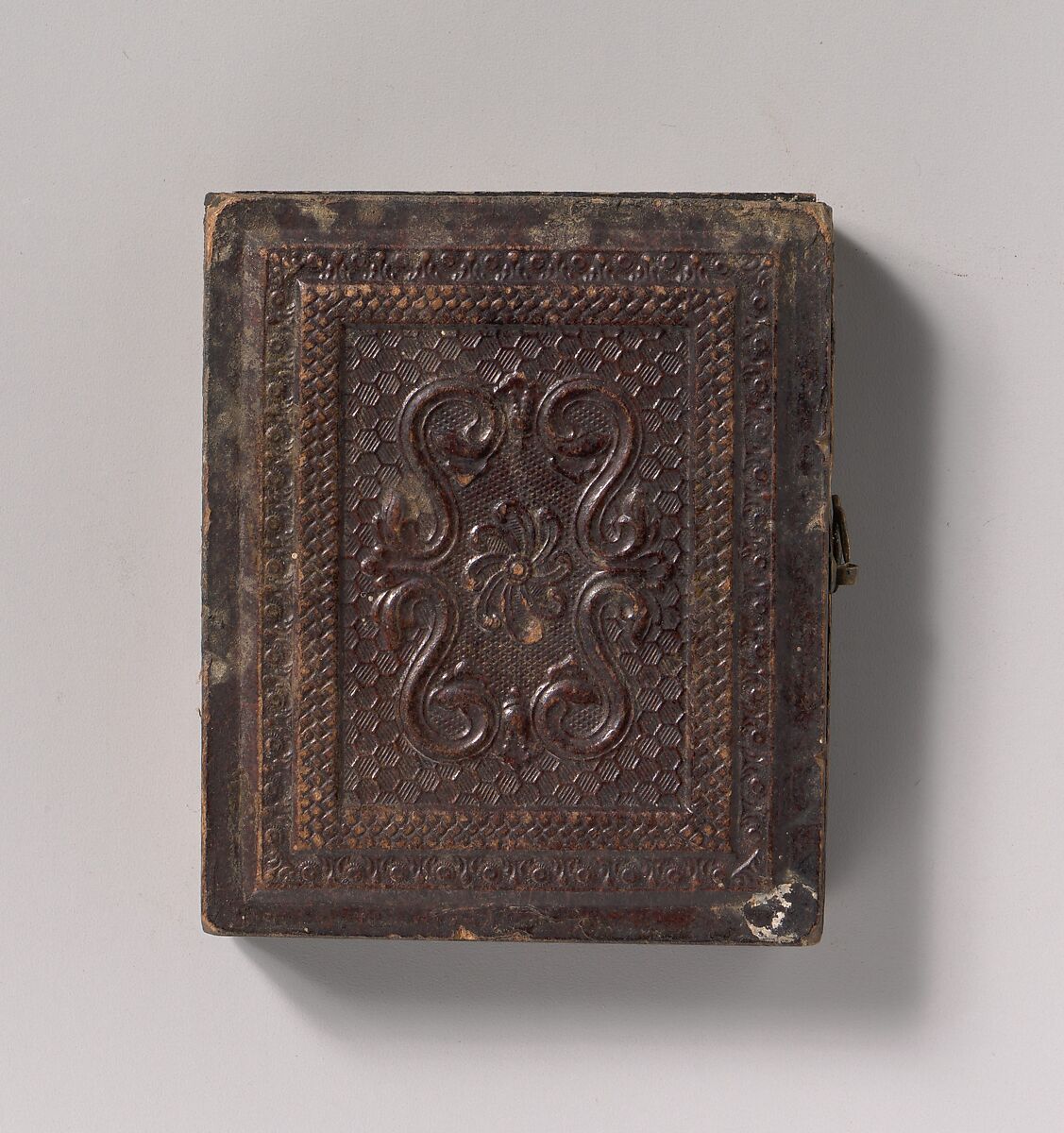 [Nude Man Squatting on Chair], Unknown (American), Ambrotype with applied color