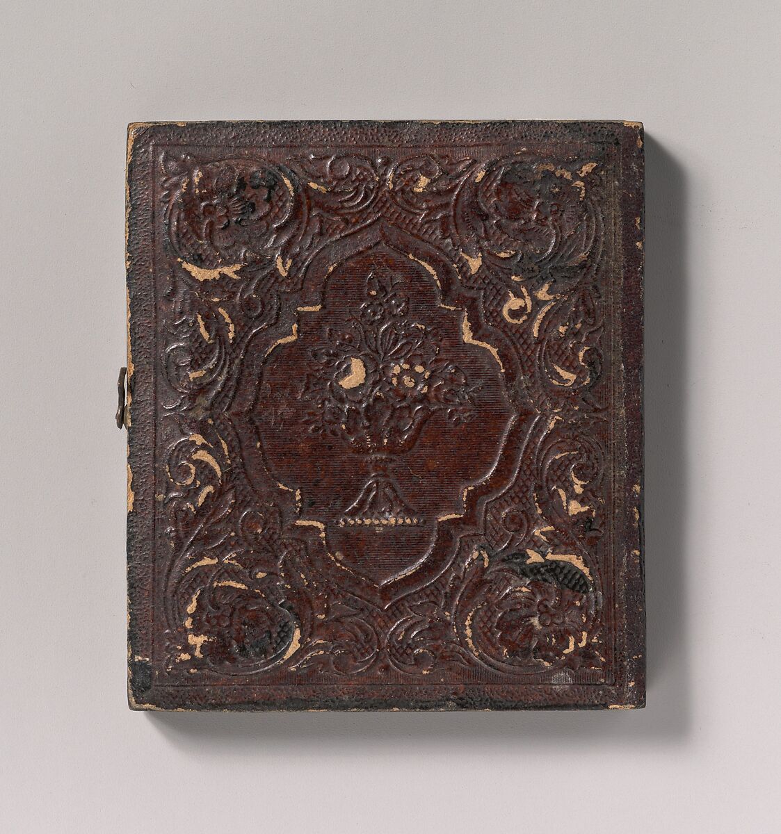 [Carpenter in Top Hat with Hatchet, Compass, Square, and Hand Saw], Unknown (American), Ambrotype with applied color