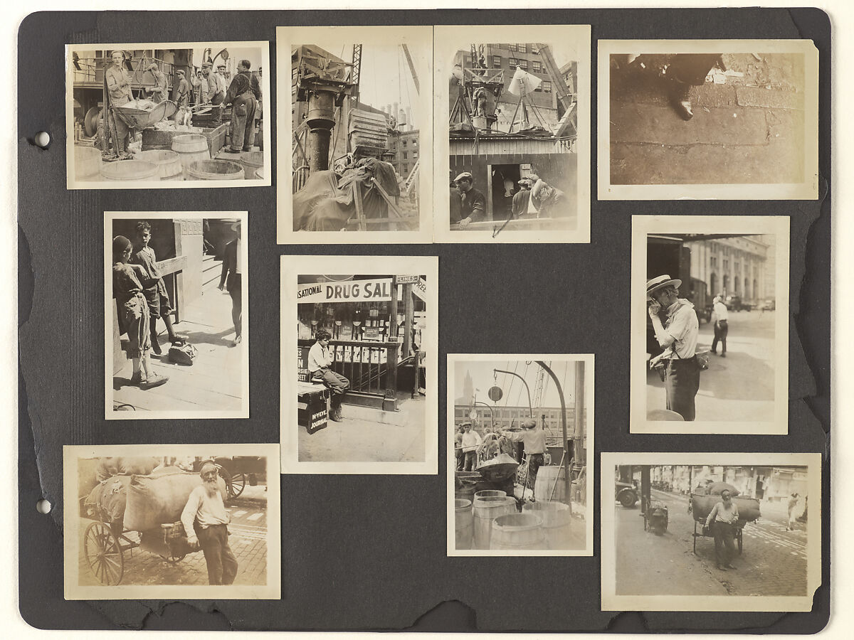 [Album Page 9: Fulton Street Fish Market and Lower East Side, Manhattan], Berenice Abbott  American, Gelatin silver prints