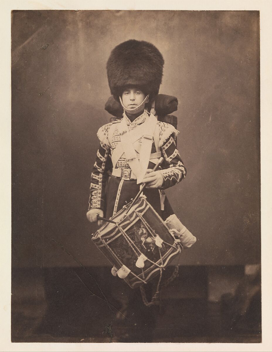 [Grenadier Guards Drummer], Joseph Cundall (British, Norwich, Norfolk 1818–1895 Wallington, Surrey), Salted paper print from glass negative 