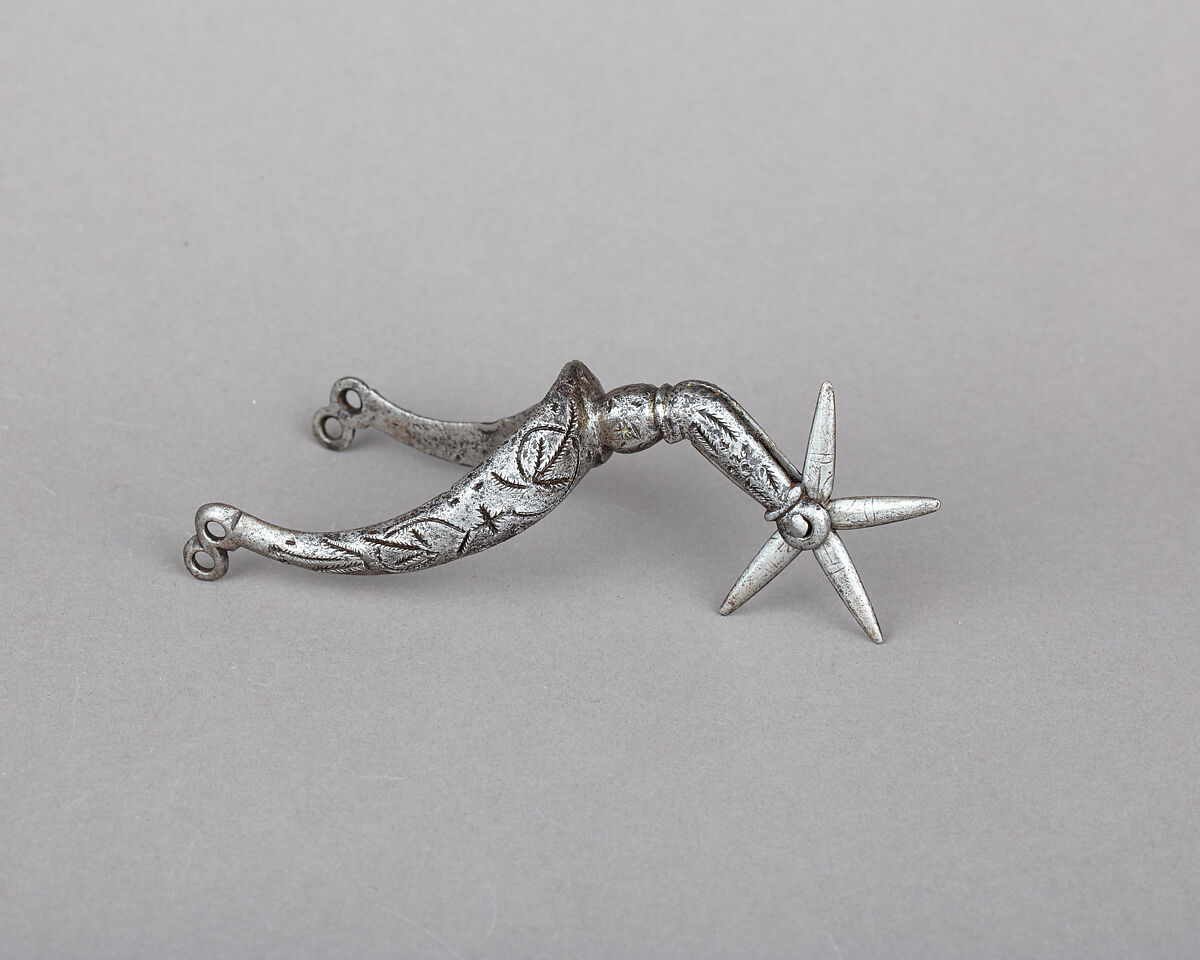 Rowel Spur, Iron alloy, silver, probably German 