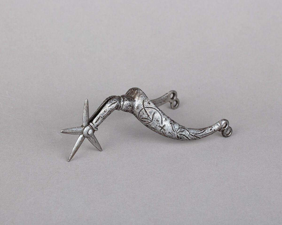 Rowel Spur, Iron alloy, silver, probably German