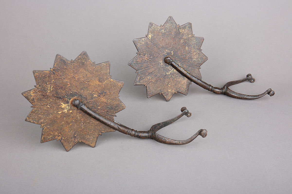 Pair of Stage Rowel Spurs, Iron, gold, French