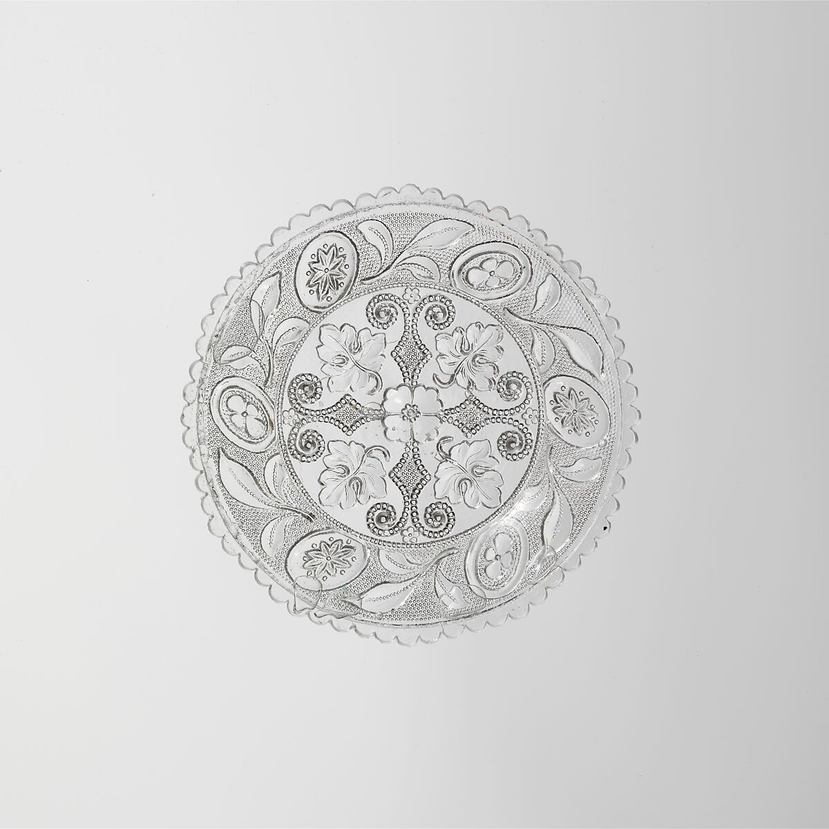 Cup Plate, Lacy pressed glass