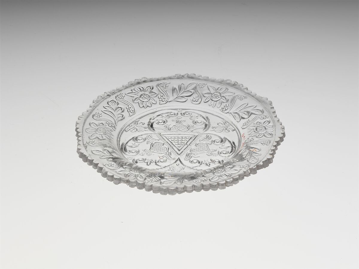 Cup Plate, Lacy pressed glass