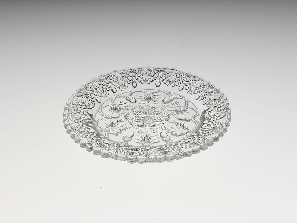 Cup Plate, Lacy pressed glass