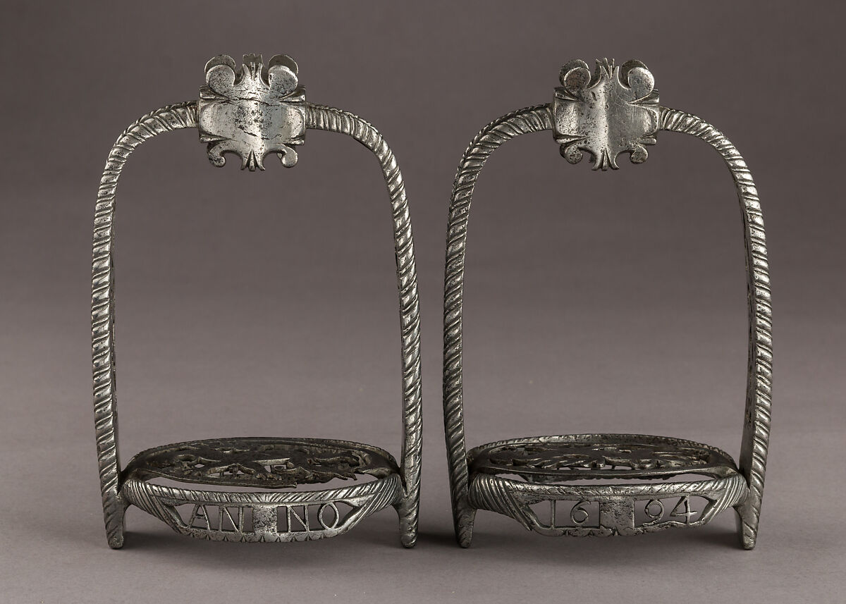 Pair of Stirrups, Iron alloy, German, possibly Saxony