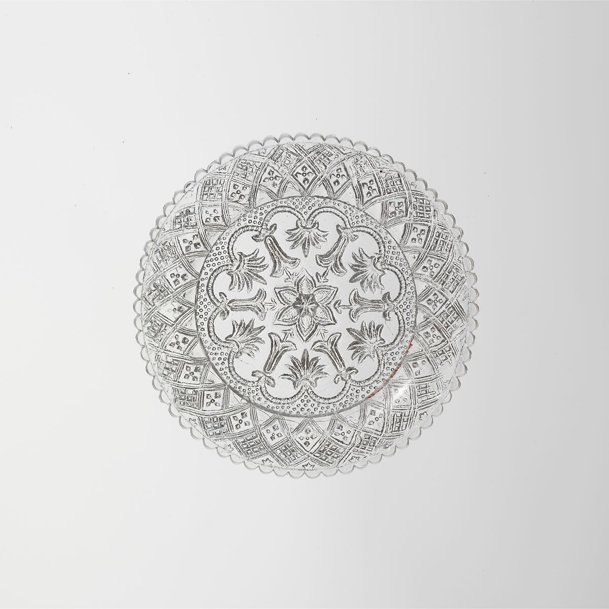 Cup Plate, Lacy pressed glass