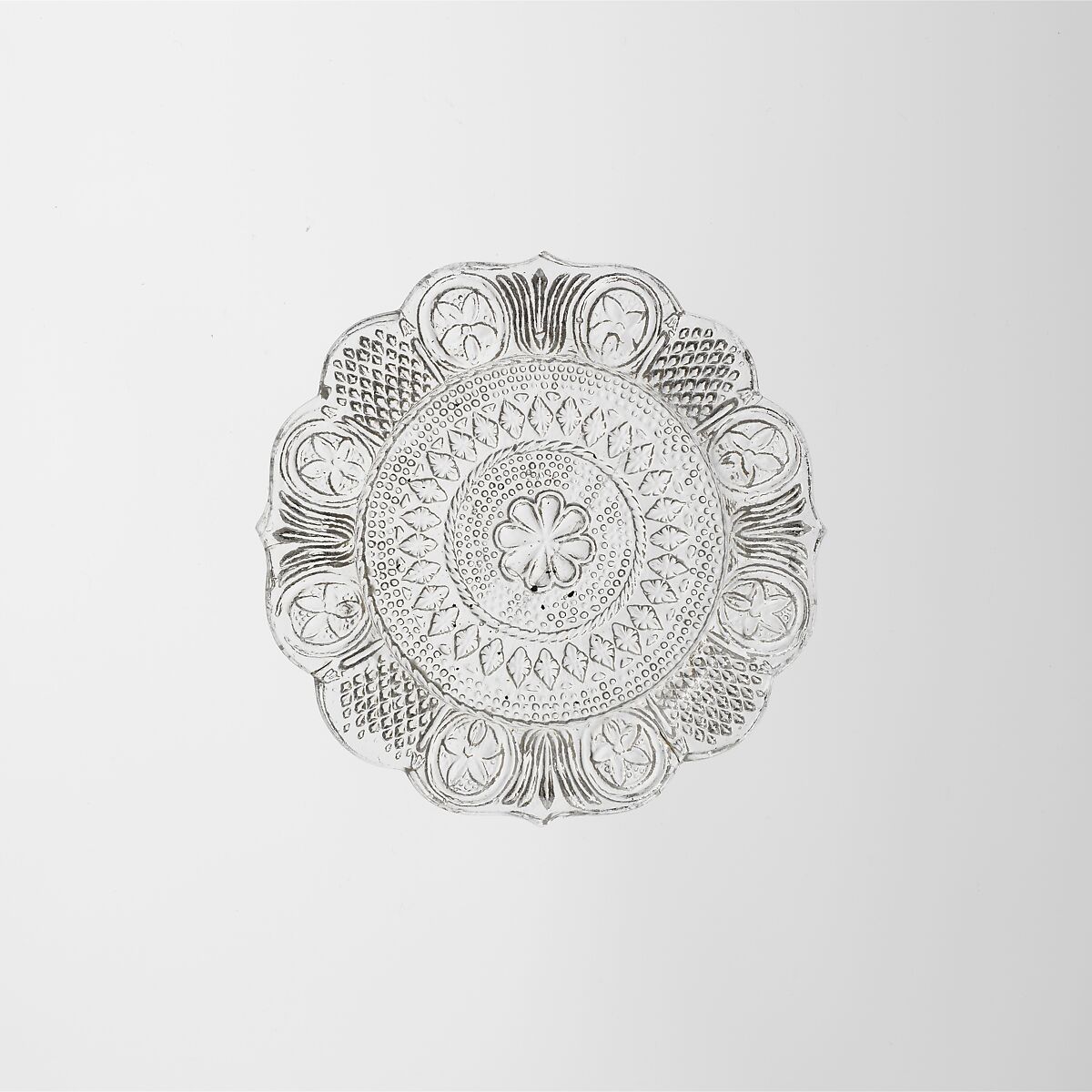 Cup Plate, Lacy pressed glass, American 