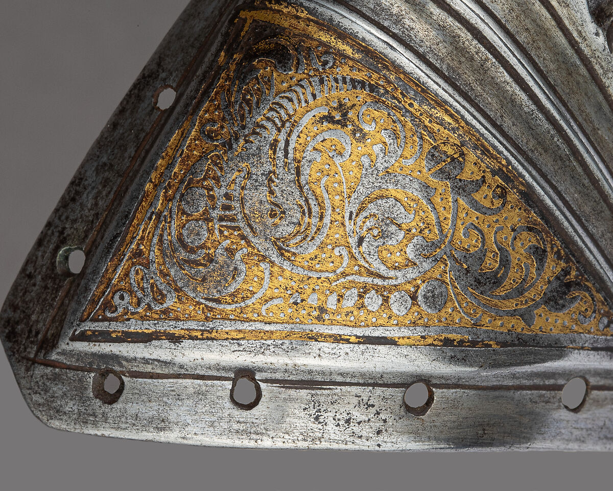 Toe Caps for a Pair of Foot Defenses (Sabatons), Steel, gold, German, Augsburg
