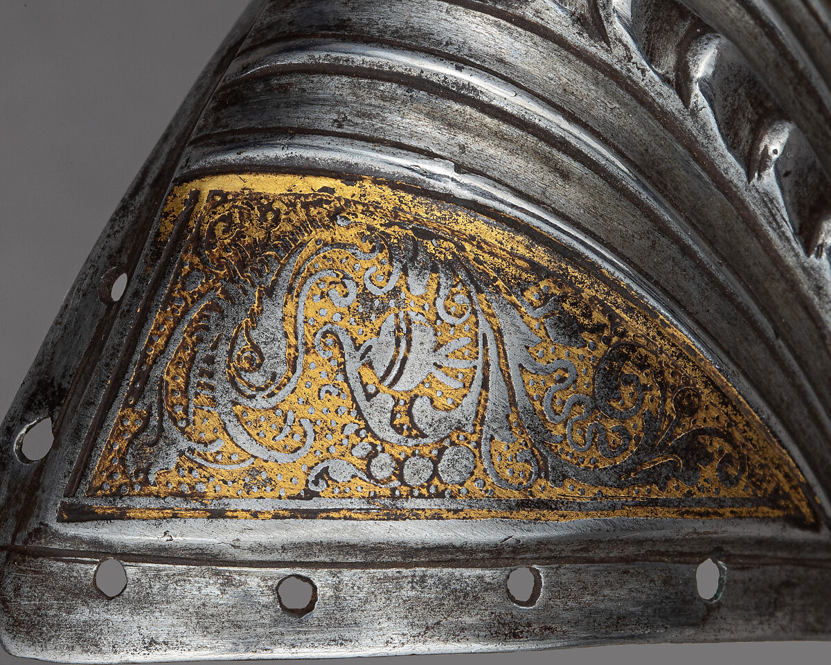 Toe Caps for a Pair of Foot Defenses (Sabatons), Steel, gold, German, Augsburg