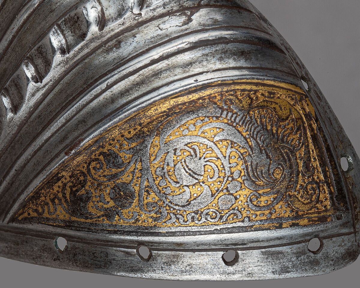 Toe Caps for a Pair of Foot Defenses (Sabatons), Steel, gold, German, Augsburg