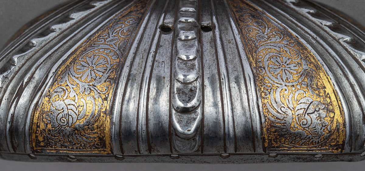 Toe Caps for a Pair of Foot Defenses (Sabatons), Steel, gold, German, Augsburg