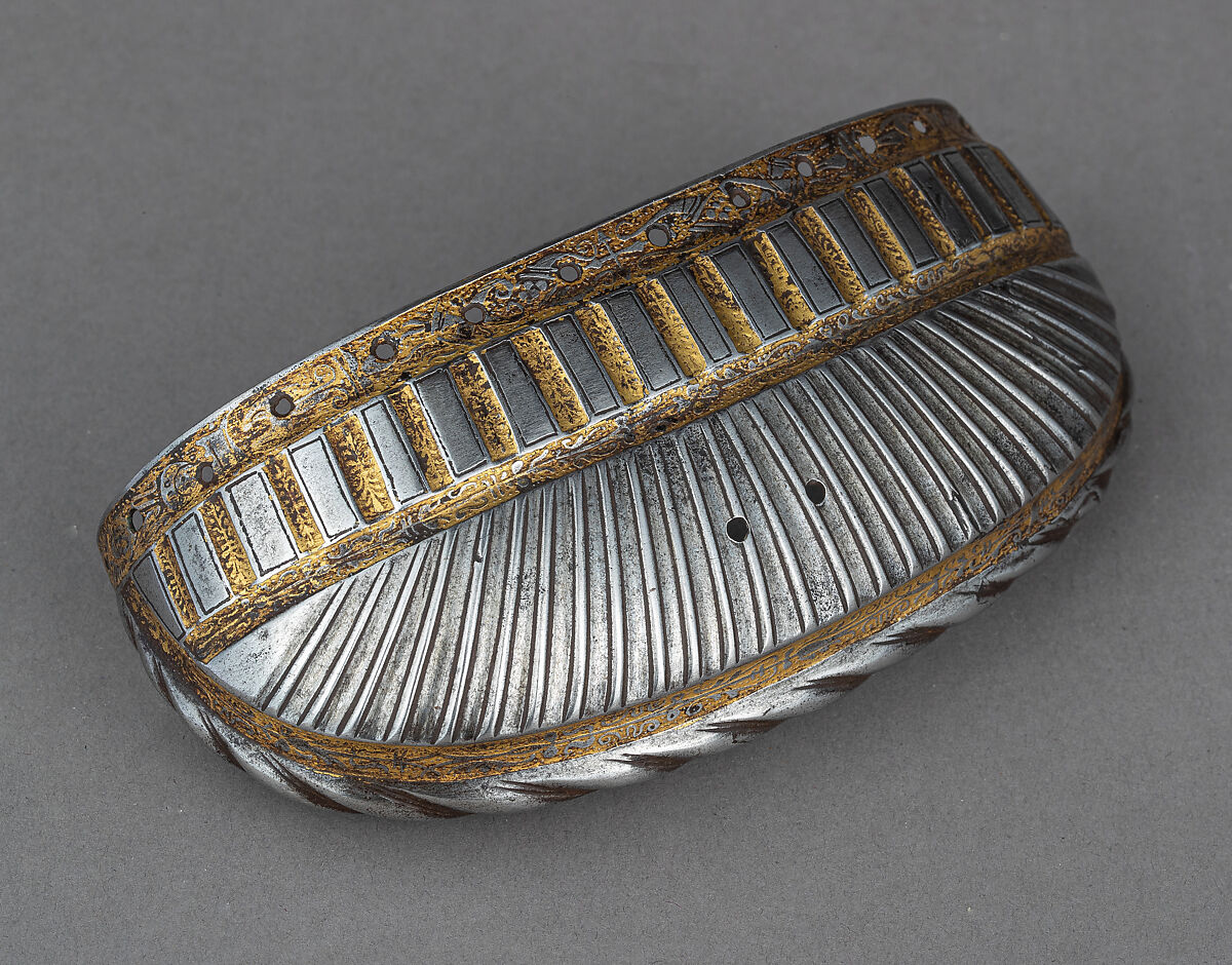 Toe Cap for a Foot Defense (Sabaton), Steel, gold, German, Augsburg 