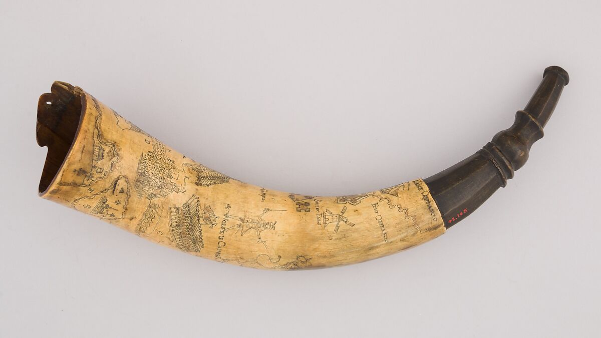 Powder Horn, Horn, wood, American 