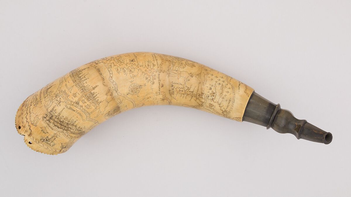Powder Horn, Horn (cow), wood (poplar), Colonial American, Fort Stanwix, Rome, New York
