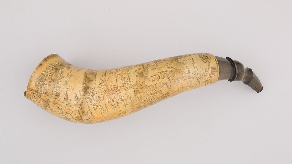 Powder Horn, Horn (cow), wood (poplar), Colonial American, Fort Stanwix, Rome, New York
