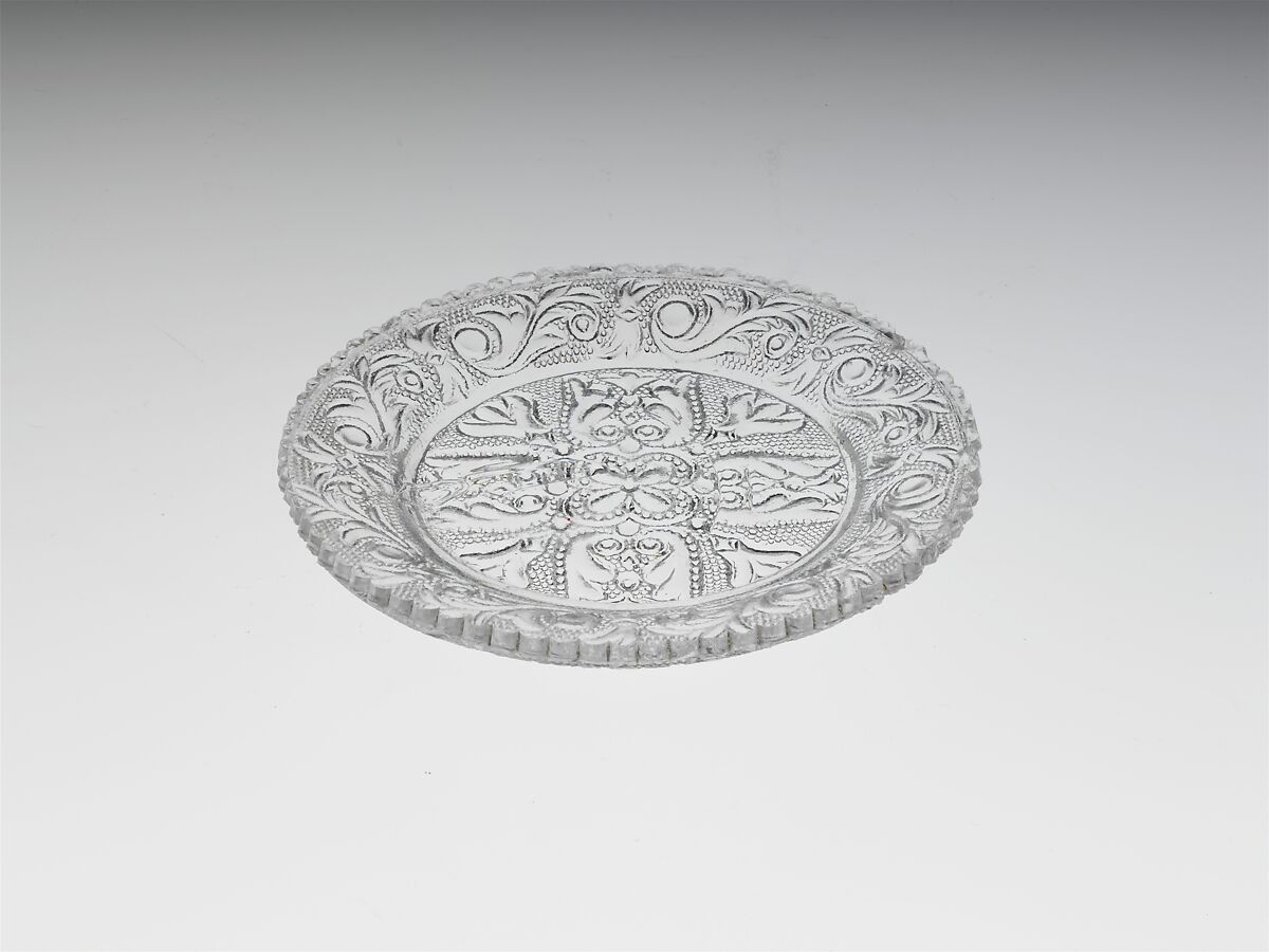 Cup Plate, Lacy pressed glass