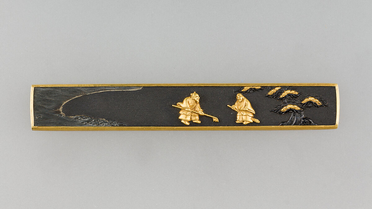 Knife Handle (Kozuka), Copper-gold alloy (shakudō), gold, silver, Japanese 