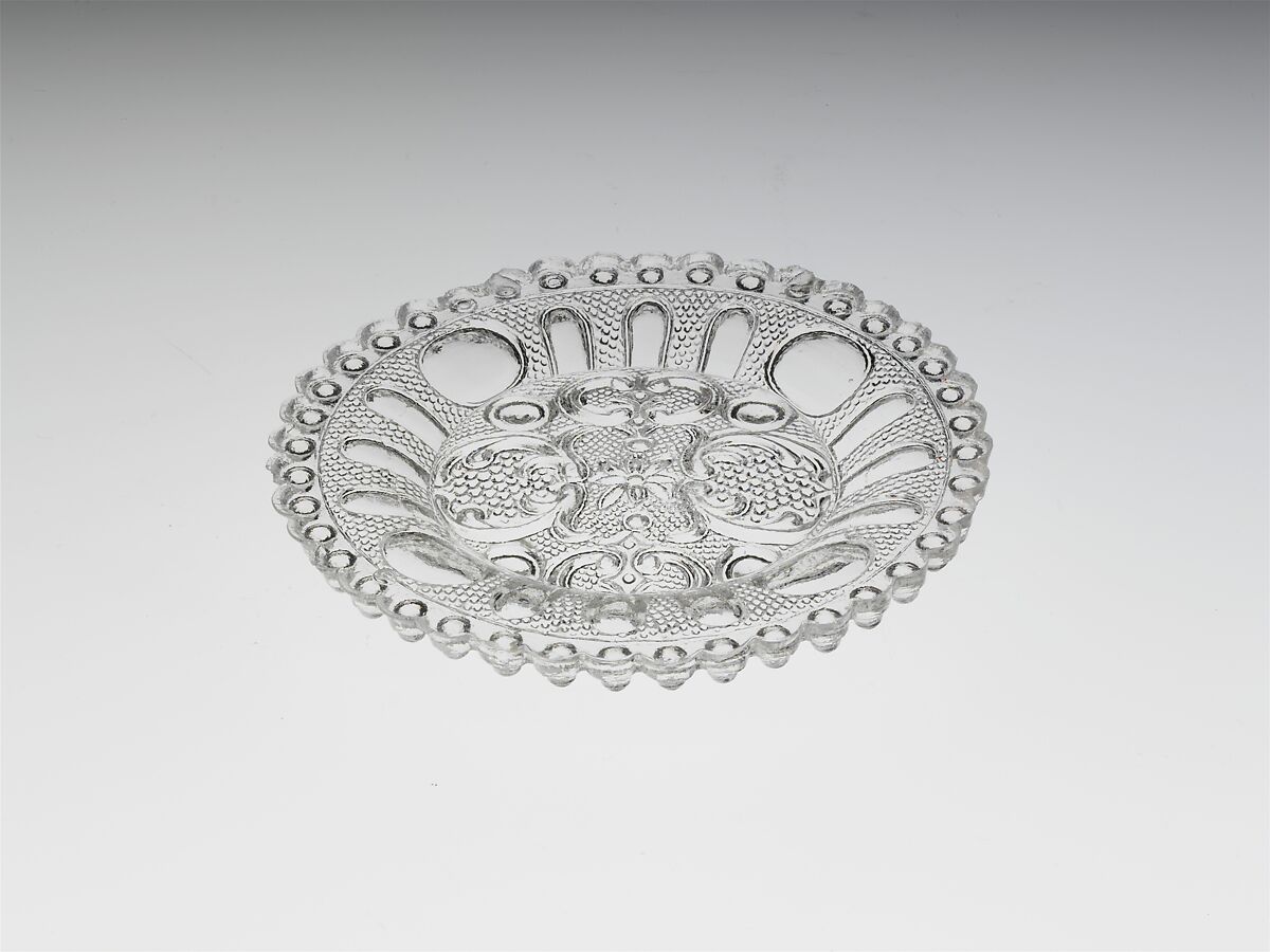 Cup Plate, Lacy pressed glass, American