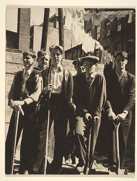 [Teenage Boys with Work Tools in Vacant Lot, New York], Sid Grossman (American, 1913–1955), Gelatin silver print 