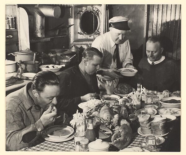 Dinner-time Aboard Tug "Alice Moran," New York Harbor, Sid Grossman (American, 1913–1955), Gelatin silver print 