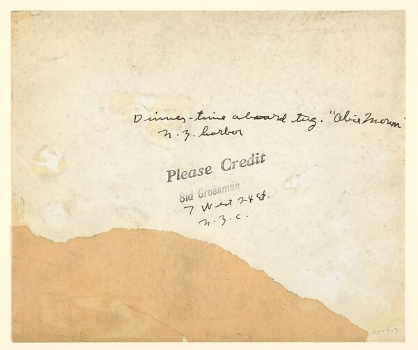 Dinner-time Aboard Tug "Alice Moran," New York Harbor, Sid Grossman (American, 1913–1955), Gelatin silver print