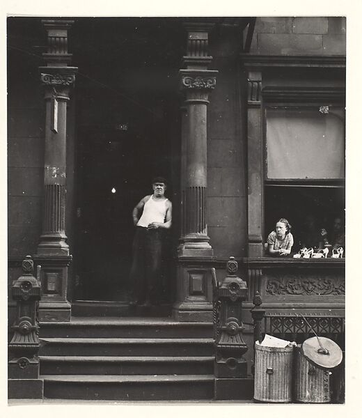 [Man in Undershirt Standing in Doorway, Woman Leaning on Window Sill, 406 West 25th Street, New York], Sid Grossman (American, 1913–1955), Gelatin silver print 