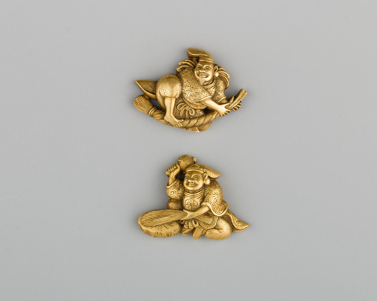 Pair of Sword-Grip Ornaments (Menuki), Gold, Japanese 