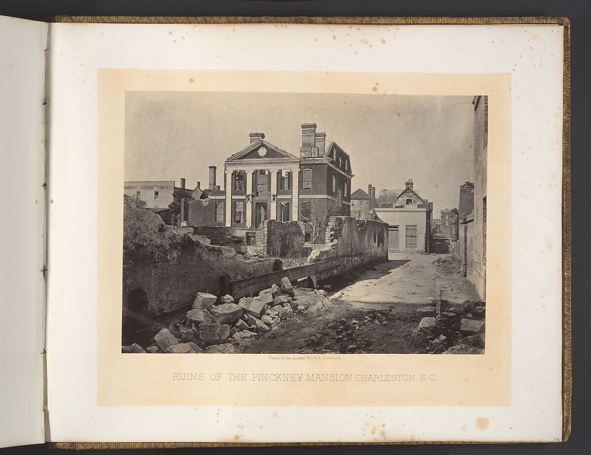 Ruins of the Pinckney Mansion, Charleston, South Carolina, George N. Barnard (American, 1819–1902), Albumen silver print from glass negative 