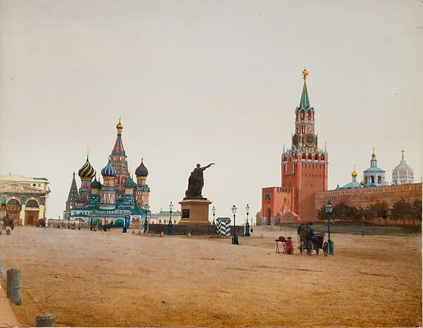 [Red Square, Moscow], F. Daziaro (Russian, active 1840s–90s), Albumen silver print from glass negative with applied color 