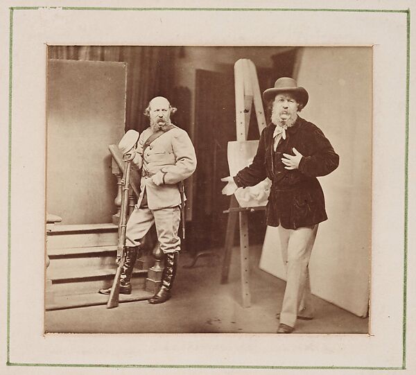 O.G.R. the Artist Introduces O.G.R. the Volunteer, Oscar Gustav Rejlander (British (born Sweden), 1813–1875), Albumen silver print from glass negative 