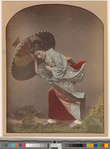 [Woman with Umbrella in Rain]