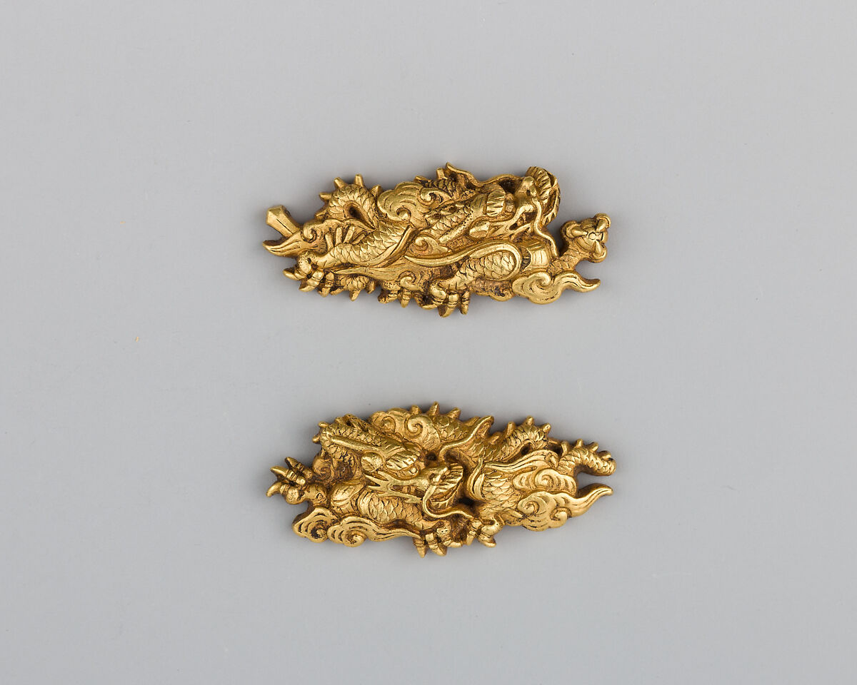 Pair of Sword-Grip Ornaments (Menuki), Gold, Japanese 