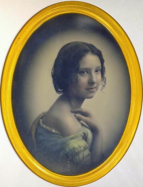 [Young Girl with Hand on Shoulder], Southworth and Hawes (American, active 1843–1863), Daguerreotype with applied color 