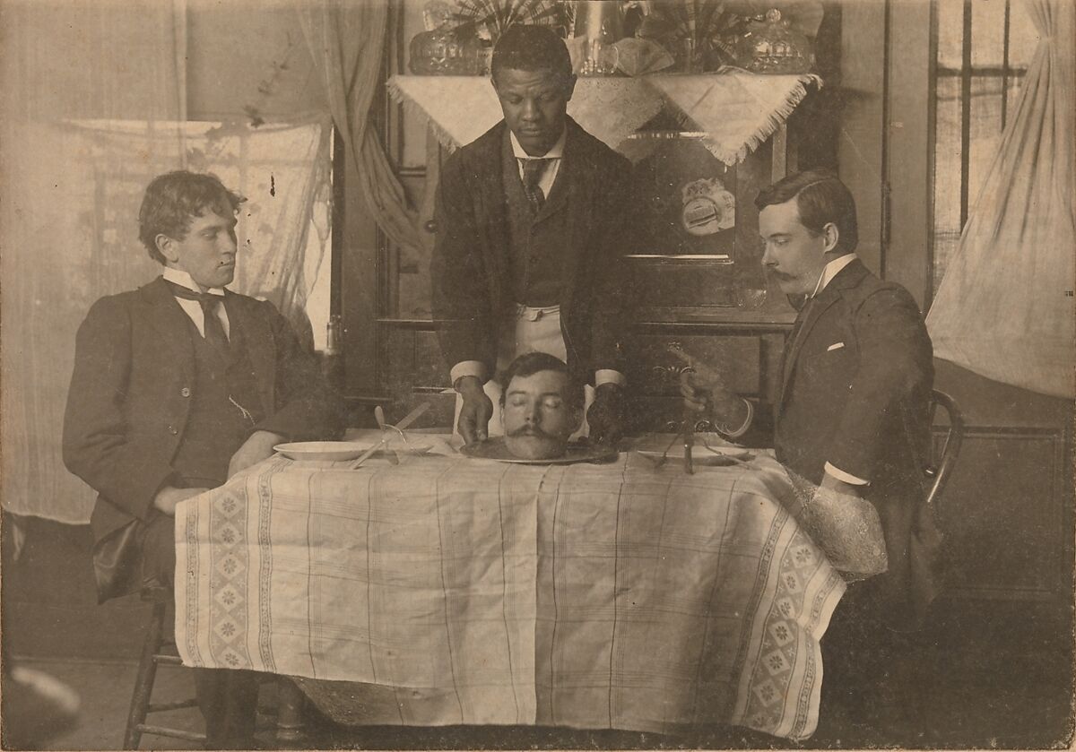 [Man Serving Head on a Platter], William Robert Bowles (American, Campbellsville, Kentucky 1861–1918 Hopkinsville, Kentucky), Gelatin silver print 