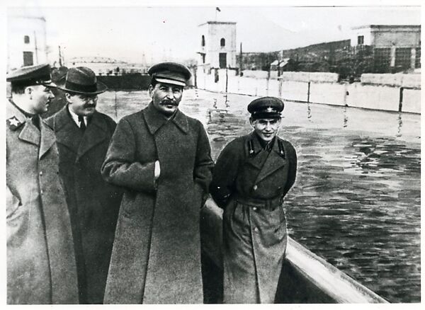 [Kliment Voroshilov, Vyacheslav Molotov, Joseph Stalin, and Nikolay Yezhov on Moscow-Volga Canal, Moscow], Unknown (Russian), Gelatin silver print 
