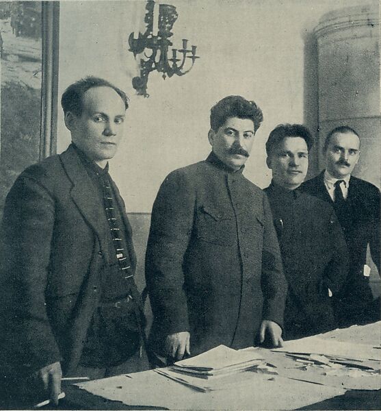 [Nikolai Antipov, Stalin, Sergei Kirov, and Nikolai Shvernik in Leningrad, 1926] in S.M. Kirov Album, 1886-1934 (Leningrad, 1936), Unknown (Russian), Photogravure 