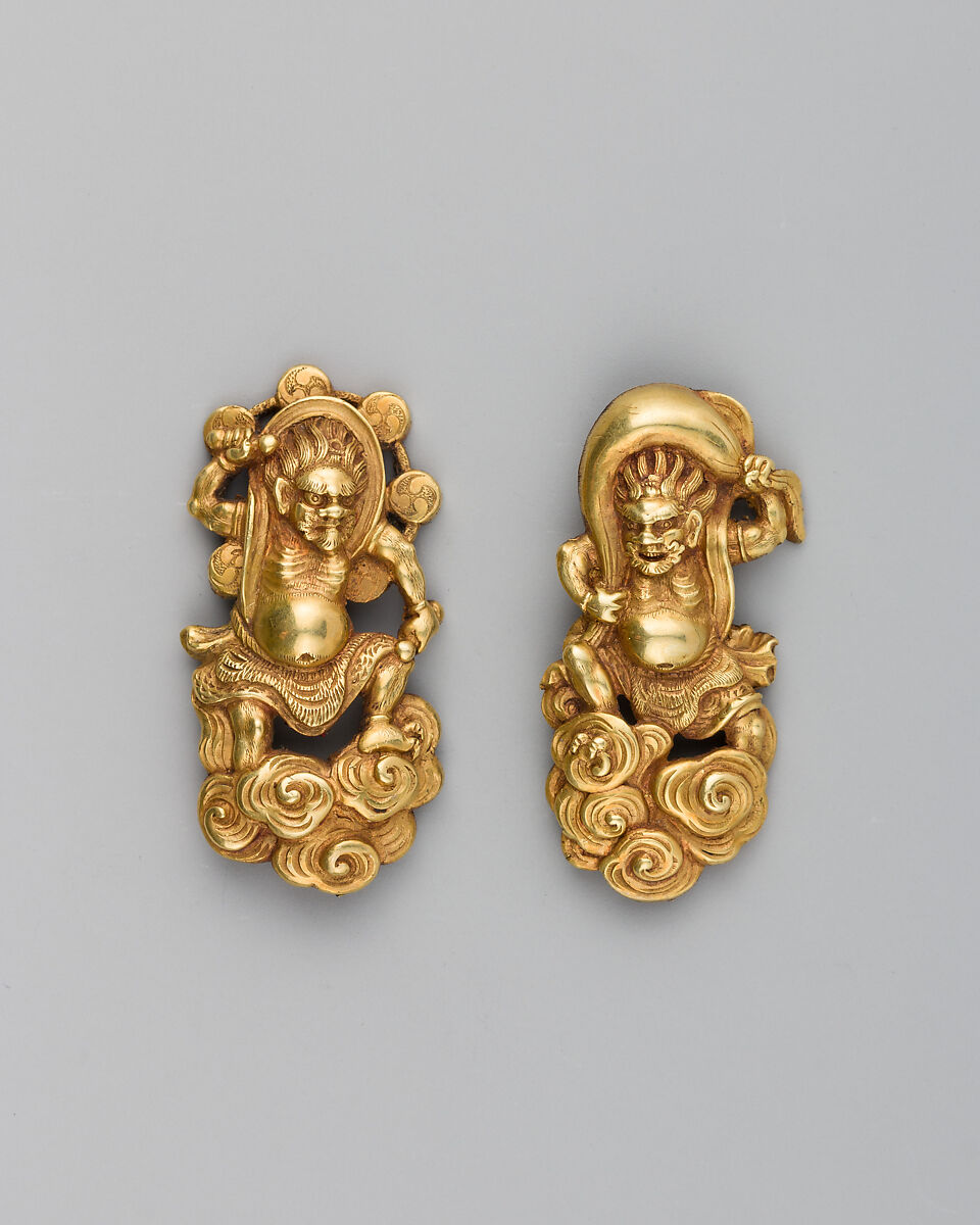 Pair of Sword-Grip Ornaments (Menuki), Gold, Japanese 