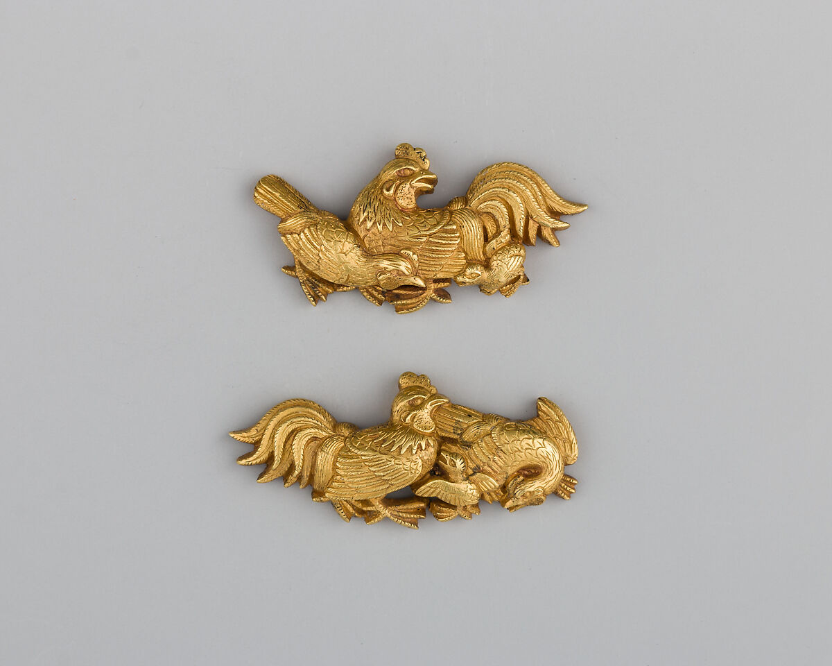 Pair of Sword-Grip Ornaments (Menuki), Gold, Japanese 