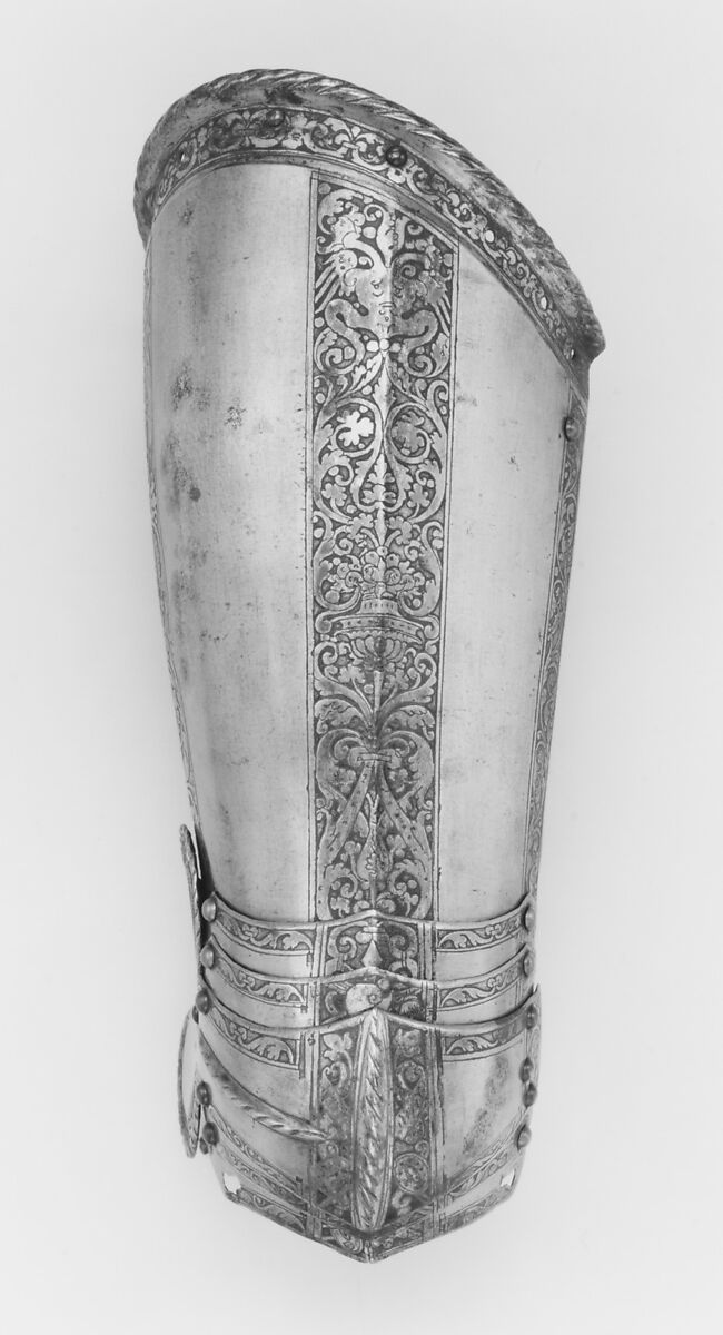 Elements of an Armor Garniture Made for Henri I de Montmorency (1534–1614), Comte de Damville and Constable of France, Steel, gold, brass, leather, French